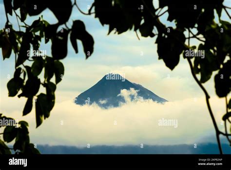 Smoking Summit Above Clouds Of Mt Karangetang An Active Pacific Ring