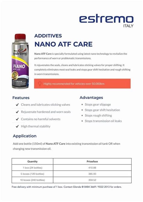 Estremo Nano ATF Care ATFcare Gearbox Additives Car Accessories Car