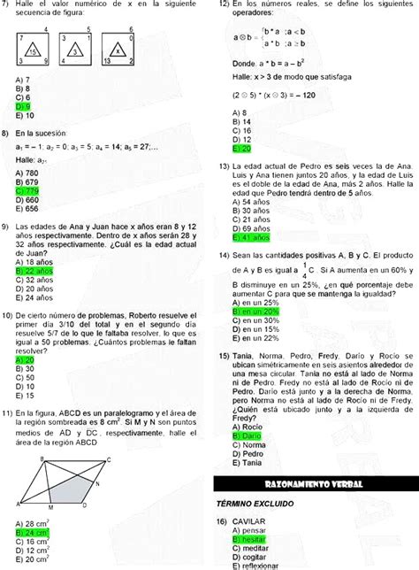 Simulacro De Examen Admision Villarreal Presencial