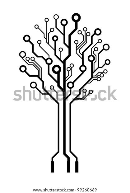 Technology Electronic Tree Made Wires Stock Illustration 99260669