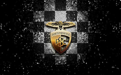 Download wallpapers Portimonense FC, glitter logo, Primeira Liga, black ...