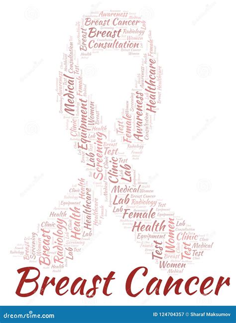 Breast Cancer Ribbon Word Cloud Stock Illustration Illustration Of