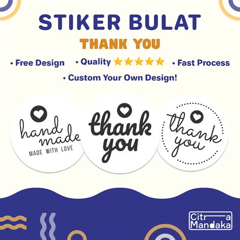 Jual Cetak Stiker Thank You Custom Ucapan Terima Kasih Bulat Thank You