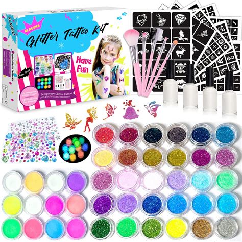 Kit Tatouage Paillettes Enfant Filles Couleurs Comprend Pcs