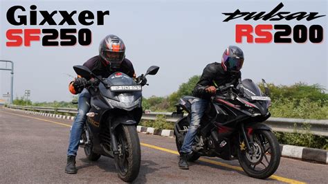 Suzuki Gixxer SF 250 Vs Bajaj Pulsar RS200 Performance Test YouTube