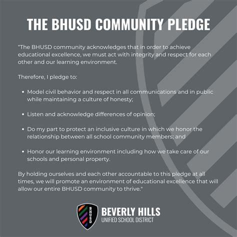 The BHUSD Community Pledge Board Of Education Beverly Hills Unified