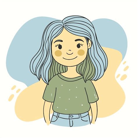 Un Dibujo De Dibujos Animados De Una Chica Con Cabello Azul Y Un Fondo