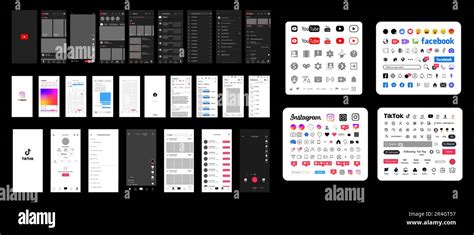 Tik Tok Youtube Instagram And Facebook Mockup Big Set Screen Social