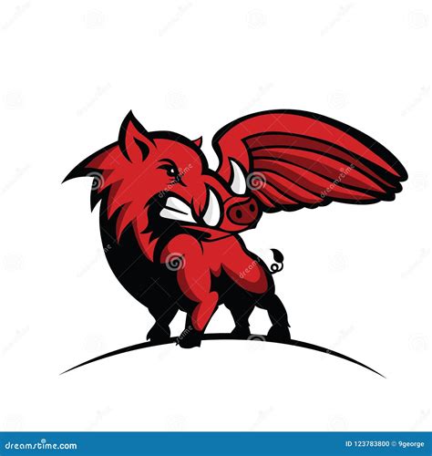 Wild Hog or Boar with Wing Logo Stock Vector - Illustration of logowild, emblem: 123783800