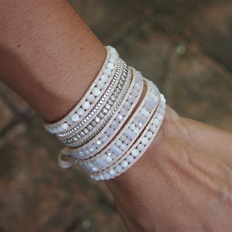 White Mix Wrap Bracelet Boho Bracelet Bohemian Bracelet Beadwork