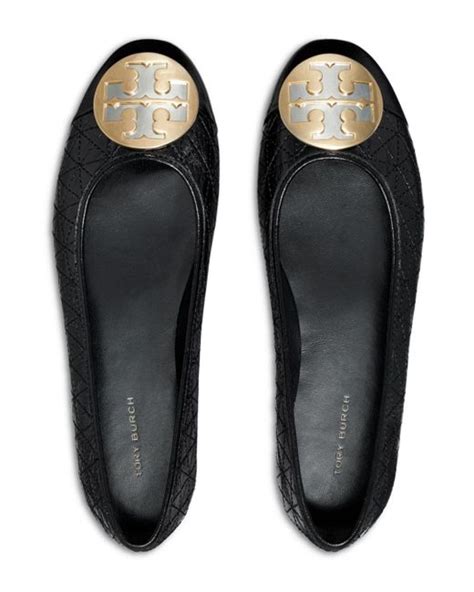 Tory Burch Claire Quilted Slip On Ballet Flats In Black Lyst