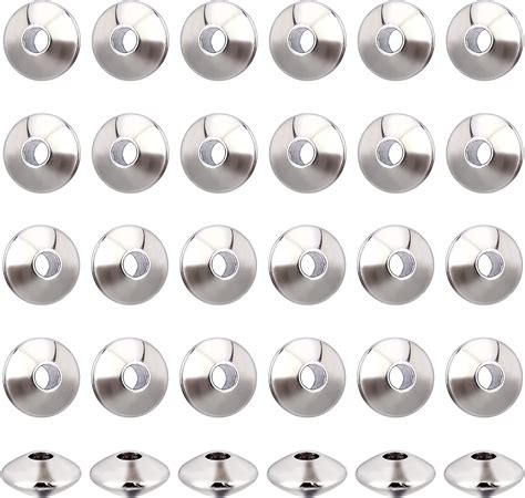 Rondelle Spacer Beads 100pcs Flat Round Spacer Beads Stainless Steel Disc Rondelle