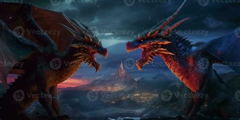 Fire And Ice Dragons Fighting Wallpaper