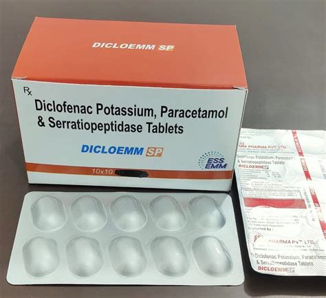 Diclofenac Potassium 50mgparacetamol 325 Mg Serratiopeptidase 10mg Tablet At Rs 680box