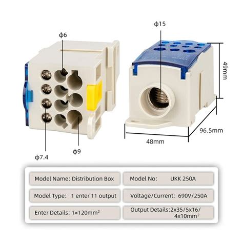 Caja de distribución de Riel Din UKK 80A bloque de terminales 1 en