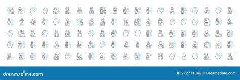 Psychology Vector Line Icons Set Psychology Behavior Mental Mind