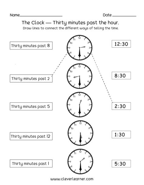 Time Worksheets To The Hour And Half Hour