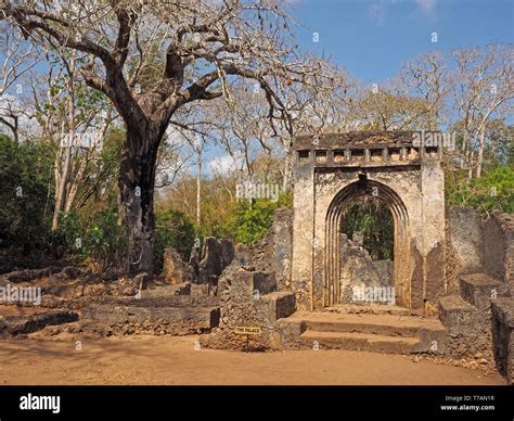 Ruined Doorway To The Palace In The Abandoned Ancient Ruined City Of