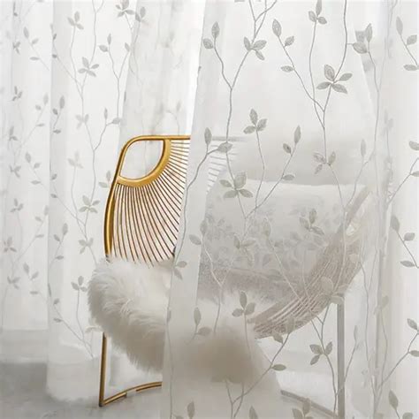 Leaf Pattern Sheer Curtain Temu