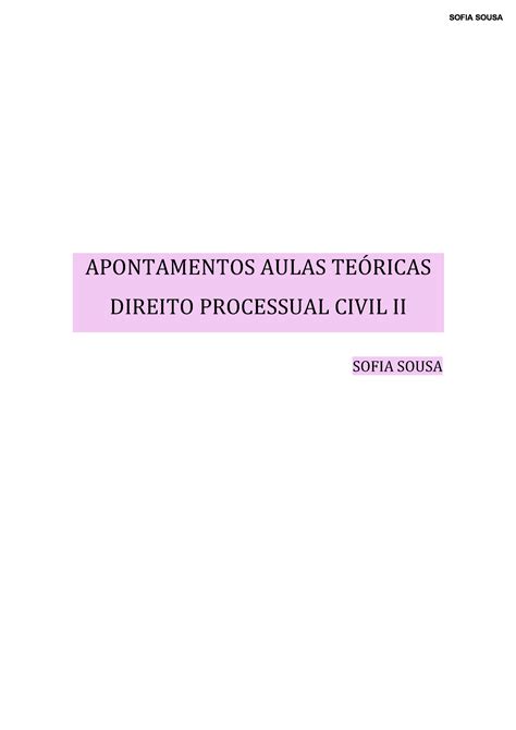 Aulas Te Ricas Direito Processual Civil Ii Apontamentos Aulas