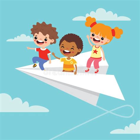 Kid Paper Plane Flying Stock Illustrations 514 Kid Paper Plane Flying