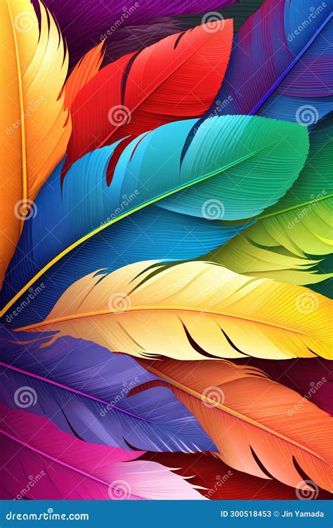 Colorful Feathers Background Realistic Vector Illustration Of Colorful Feathers Stock