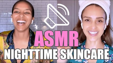 Asmr Nighttime Skincare Routine With Lizzy Mathis Jessica Alba Youtube