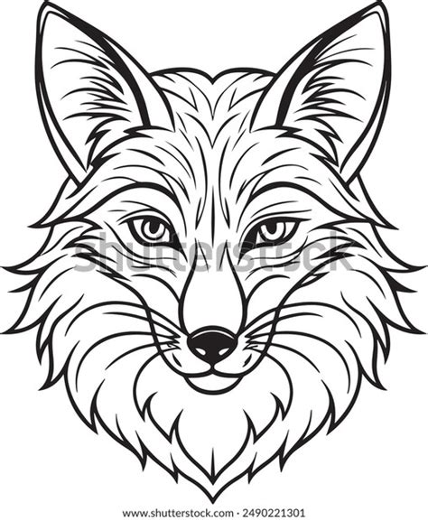 Fox Head Silhouette Line Art Vector Stock Vector Royalty Free