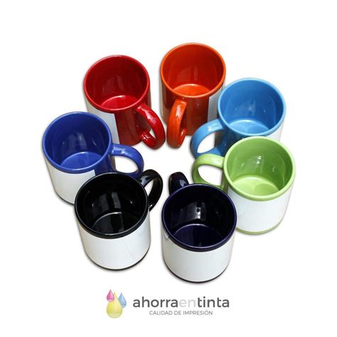 Tazas De Cer Mica Oz Color Con Recuadro Blanco Para Sublimar Calidad A