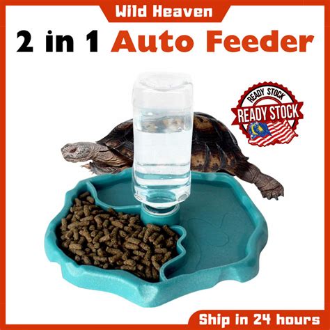 Automatic Reptile Feeders Turtle Food Water Bowl Dispenser Bottle For