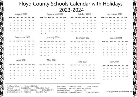 Floyd County Schools Calendar With Holidays 2023 2024