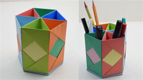 How To Make Pen Stand Origami Pen Holder Paper Pencil Holder