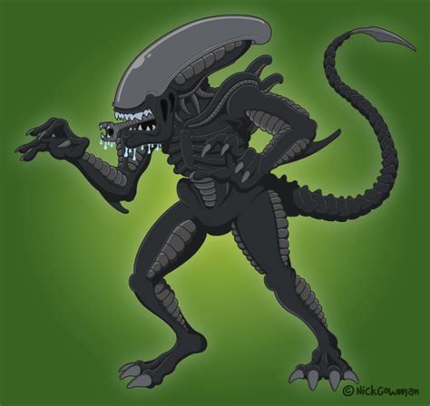 Xenomorph Cartoon | Sci-fi horror classic in cartoon illustration form