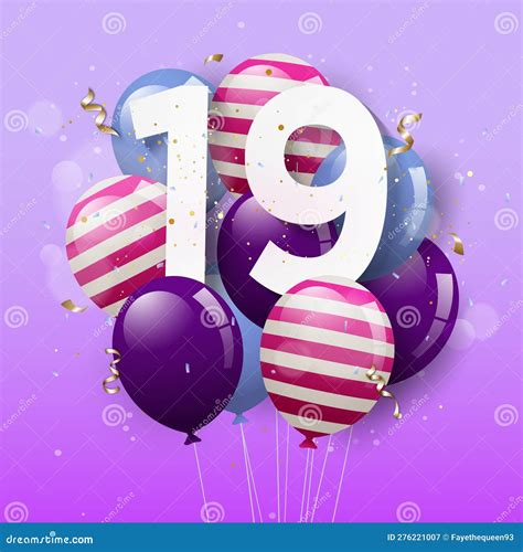 Happy Th Birthday Greeting Card With Balloons Cartoon Vector