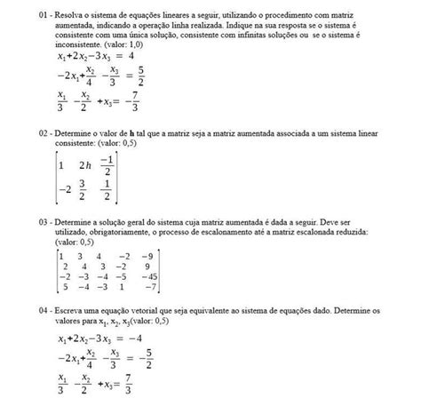 Resolva o sistema de equações lineares a seguir utilizando o