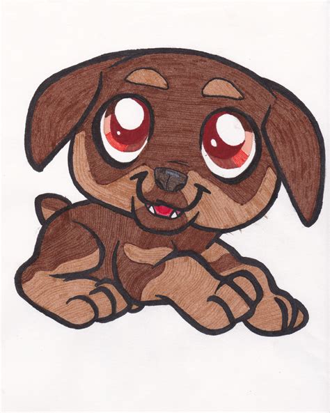 Rottweiler Puppy Drawing by AnnaR | Rottweiler puppies, Kawaii girl ...