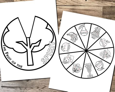 Fruit Of The Spirit Coloring Wheel Printable Bible Activity Etsy Canada