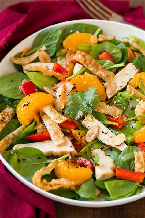 Mandarin Orange Spinach Salad With Chicken And Lemon Honey Ginger Dressing Cooking Classy