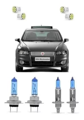 Kit Lampadas Super Brancas Farol Baixo Alto T Fiat Stilo