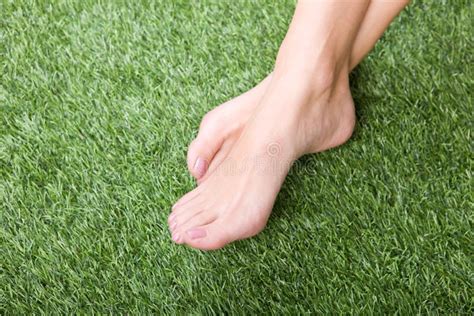 Beautiful Slim Female Feet On Green Grass Stock Image Image Of Relaxation Bare 12123139