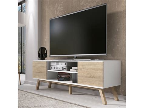 Meuble tv table basse vero bois tout blanc mat chêne sonoma Vente