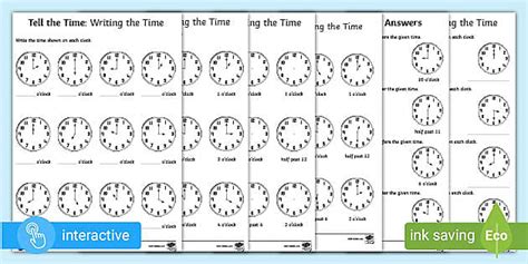 Telling Time Worksheets Teaching Resources Teacher Made