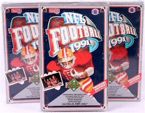 Lot Of 3 Factory Sealed Boxes Of 1991 Upper Deck NFL Premiere Edition