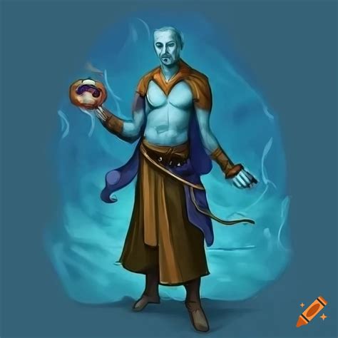 Fantasy Artwork Of A Mature Male Monk With Water Genasi Features On Craiyon