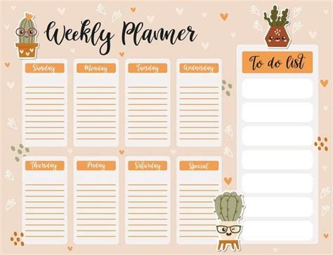 Premium Vector Weekly Planner Page Template To Do List With Cute