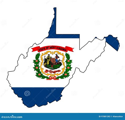 West Virginia State Outline Map and Flag Stock Vector - Illustration of outline, west: 97881282