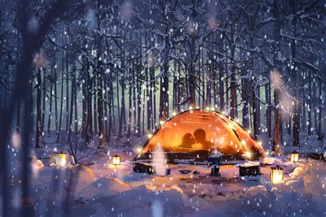 Winter Anime Forest Wallpapers Wallpaper Cave