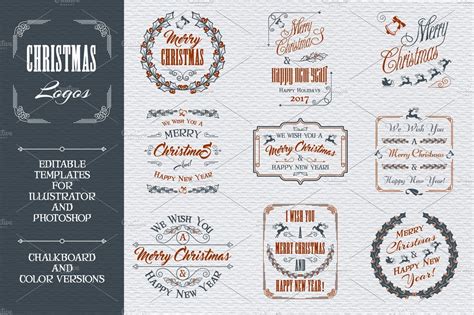 Christmas Greeting Logos | Illustrator Templates ~ Creative Market