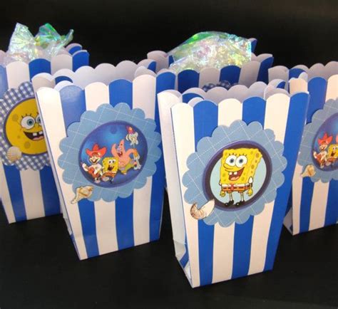 Popcorn Boxes Sponge Inspired Yellow Blue Spongebob Square Snacks Box