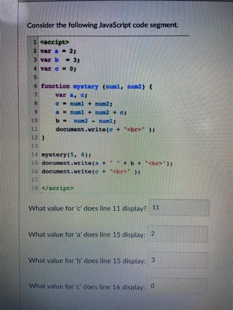 Solved Consider The Following Javascript Code Segment 1